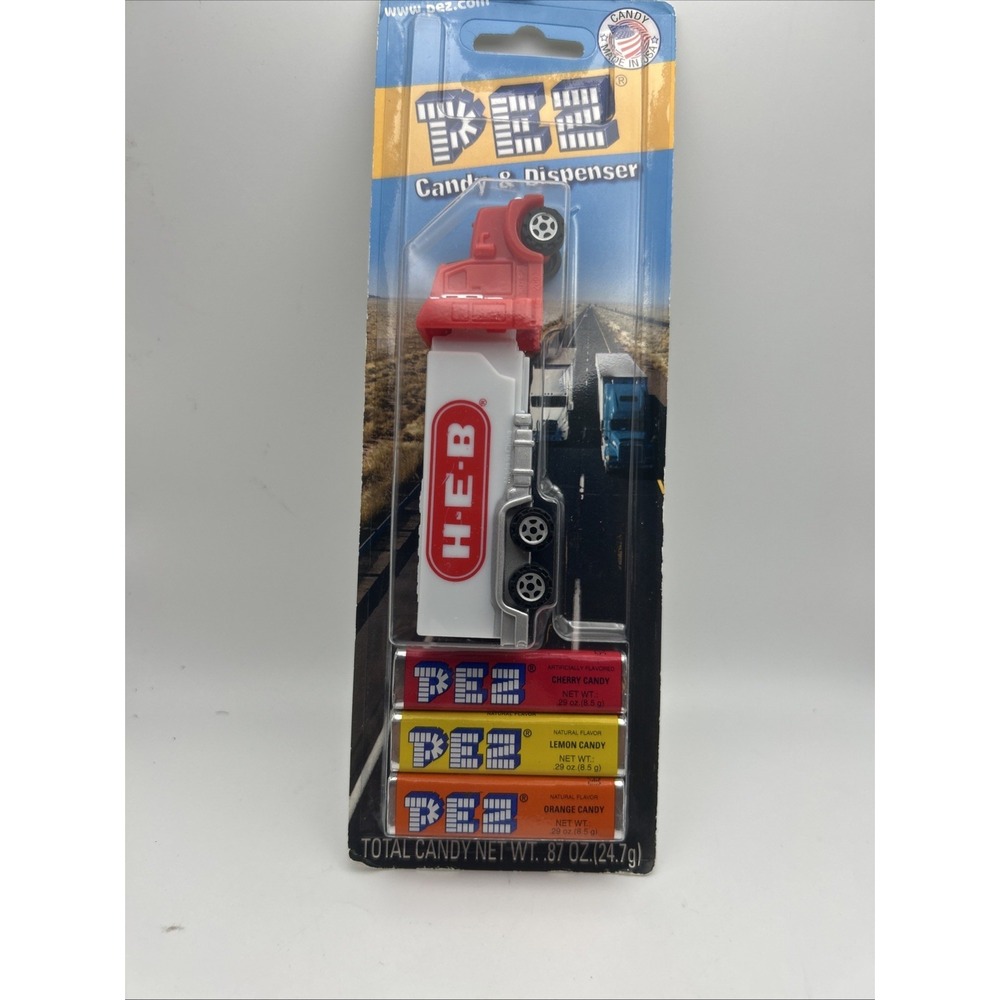 PEZ H-E-B Tractor Trailer Dispenser And Candy On Sealed Card